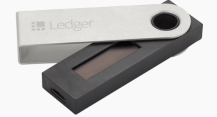 Image of a hardware wallet from Ledger